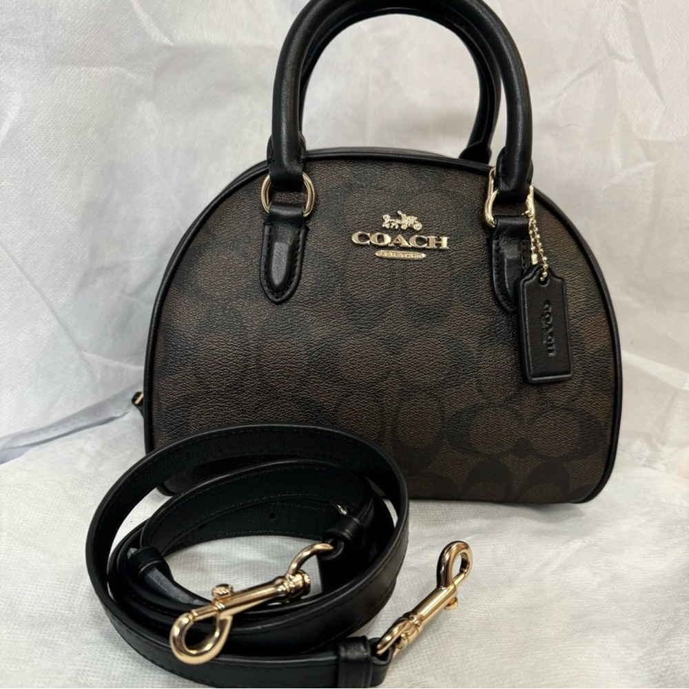 Coach Signature Black and Brown Crossbody Bag - Picture 4 of 4